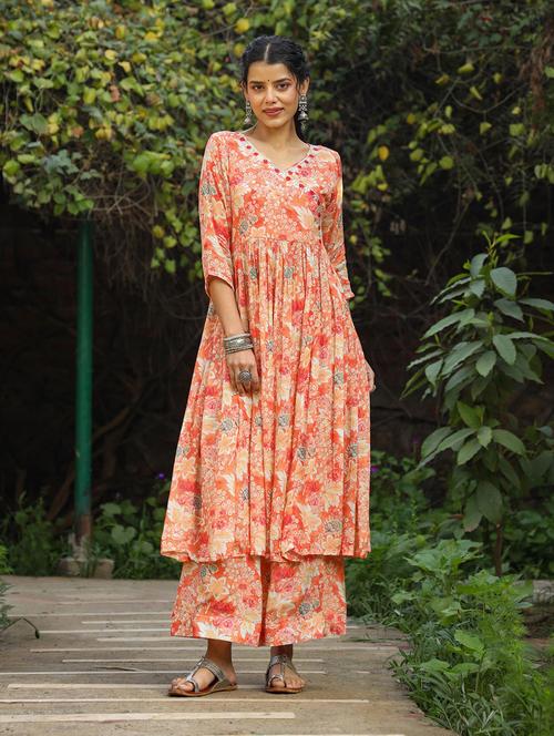 printed kurta palazzo set - 19838492 - Very Small Image - 1