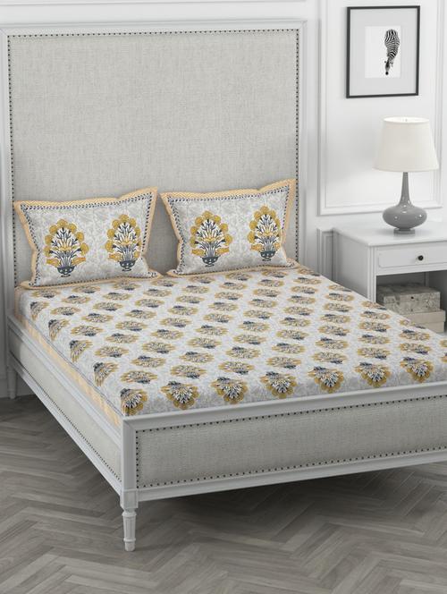 offwhite cotton bedsheet - 19838998 - Very Small Image - 1