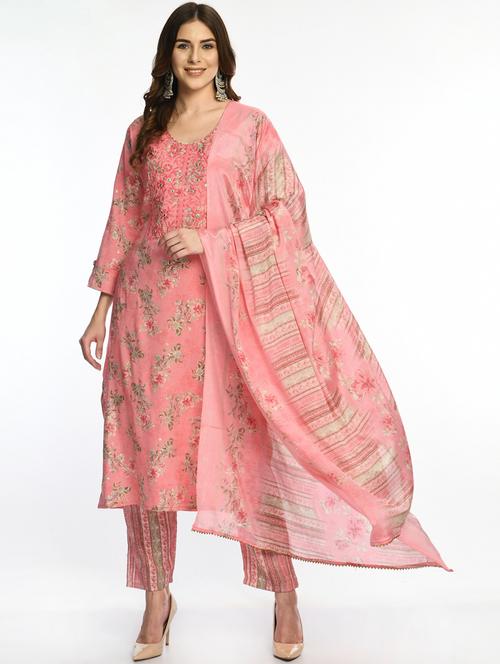 printed kurta pant set with dupatta - 19839173 - Very Small Image - 1