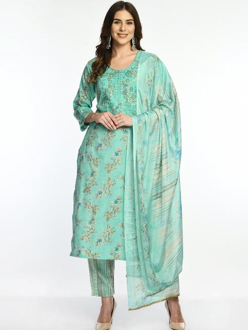 printed kurta pant set with dupatta - 19839175 - Very Small Image - 1