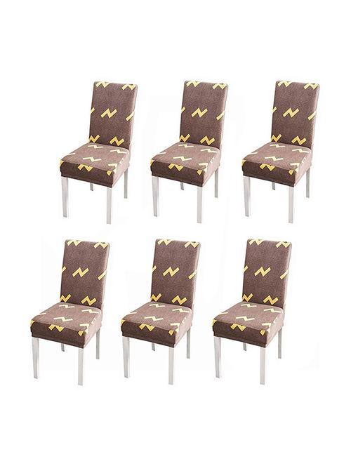 pack of 4 brown printed chair cover - 19839485 - Very Small Image - 1