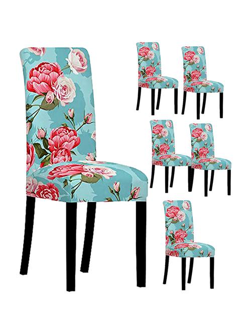 pack of 6 blue printed chair cover - 19839514 - Very Small Image - 1