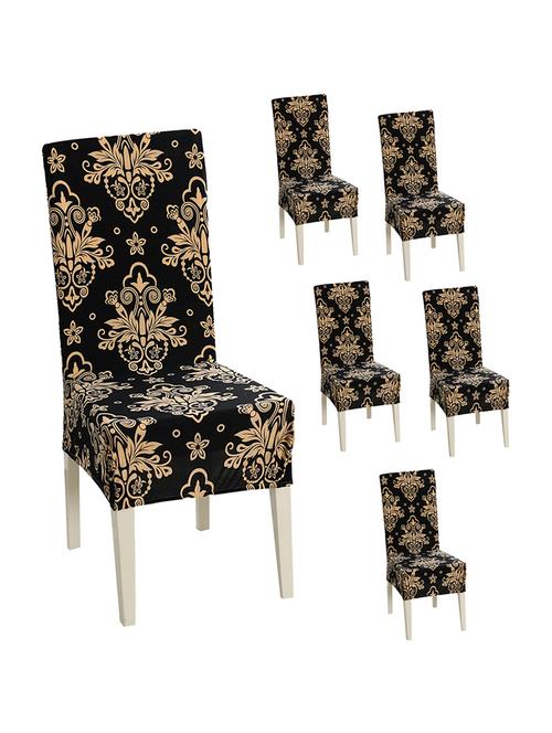 pack of 6 black printed chair cover - 19839538 - Very Small Image - 1