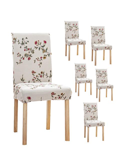 pack of 6 white printed chair cover - 19839553 - Very Small Image - 1