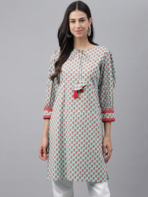 women floral printed straight kurti - 19839876 - Very Small Image - 1