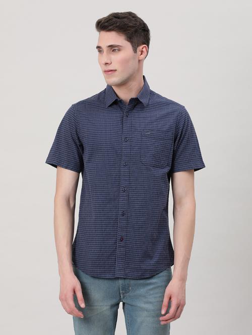 blue cotton casual shirt - 19846891 - Very Small Image - 1