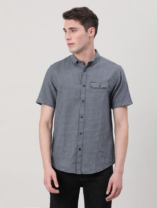 blue cotton casual shirt - 19846906 - Very Small Image - 1