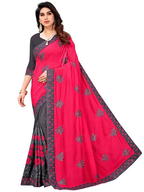 embroidered half & half saree with blouse - 19848563 - Very Small Image - 1