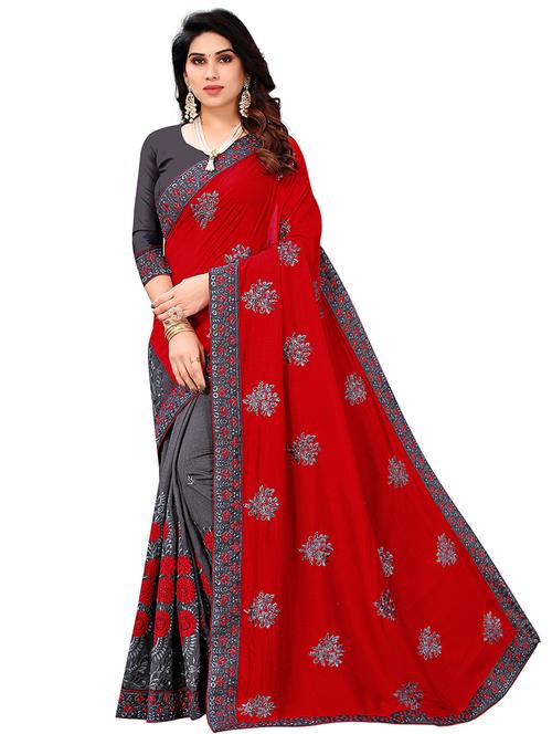 embroidered half & half saree with blouse - 19848567 - Very Small Image - 1