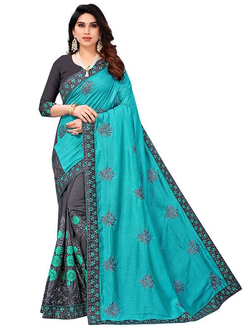 self design embroidered saree with blouse - 19848600 - Very Small Image - 1