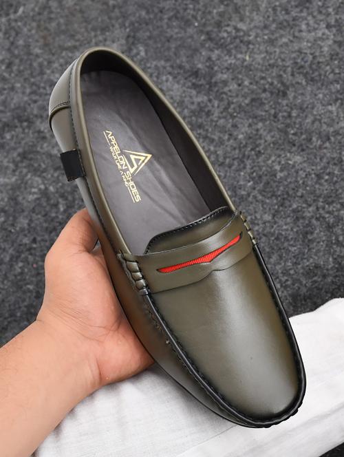 green solid slip on loafers - 19848631 - Very Small Image - 1