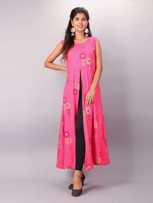 printed front slit kurta - 19849630 - Very Small Image - 1