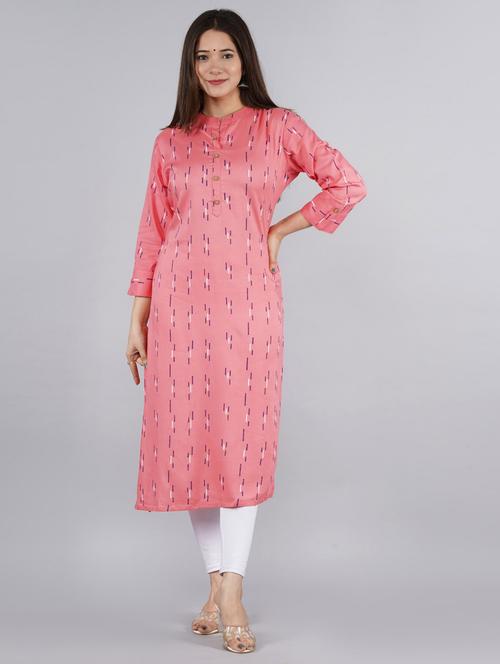 mandarin neck printed straight kurta - 19849654 - Very Small Image - 1