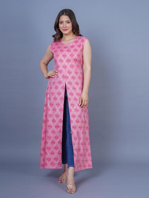 round neck printed flared kurta - 19849655 - Very Small Image - 1