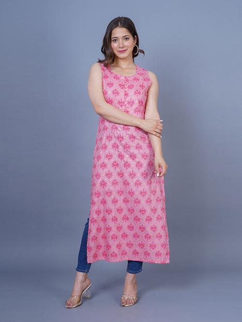 round neck printed straight kurta - 19849658 - Very Small Image - 1