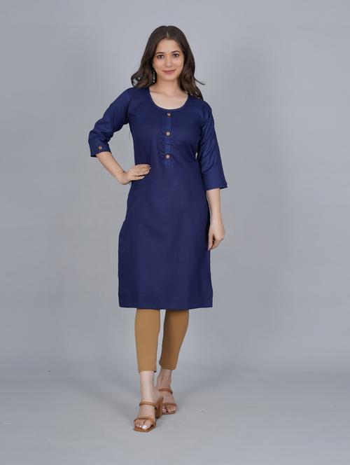 round neck solid straight kurta - 19849661 - Very Small Image - 1