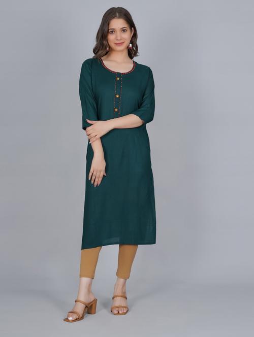 round neck solid straight kurta - 19849666 - Very Small Image - 1