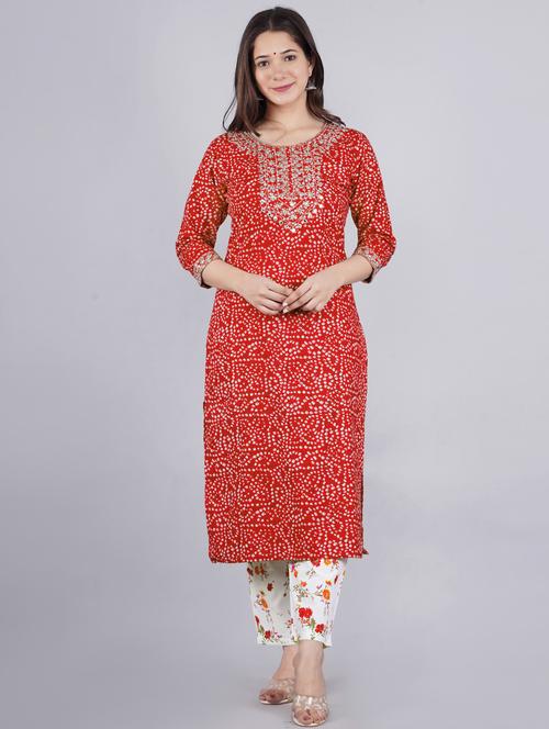 bandhani printed kurta pant set - 19849710 - Very Small Image - 1