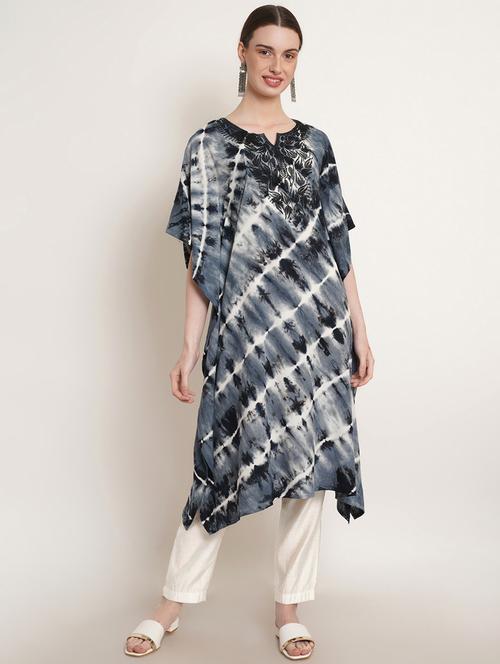 black embroidered tie & dyed kaftan - 19849937 - Very Small Image - 1