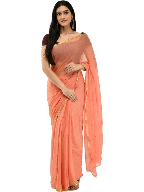 foil printed saree with blouse - 19849996 - Very Small Image - 1