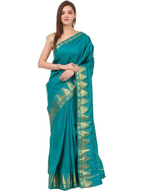 solid bordered saree with blouse - 19850080 - Very Small Image - 1