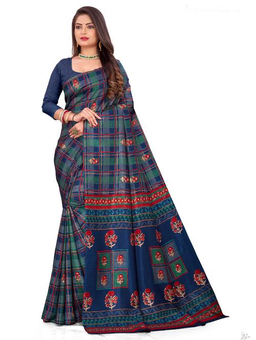 printed saree with blouse - 19850123 - Very Small Image - 1