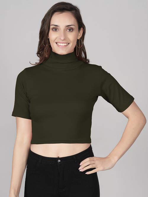 women's crop high neck top - 19850561 - Very Small Image - 1