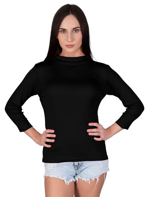 women solid mock neck top - 19850574 - Very Small Image - 1
