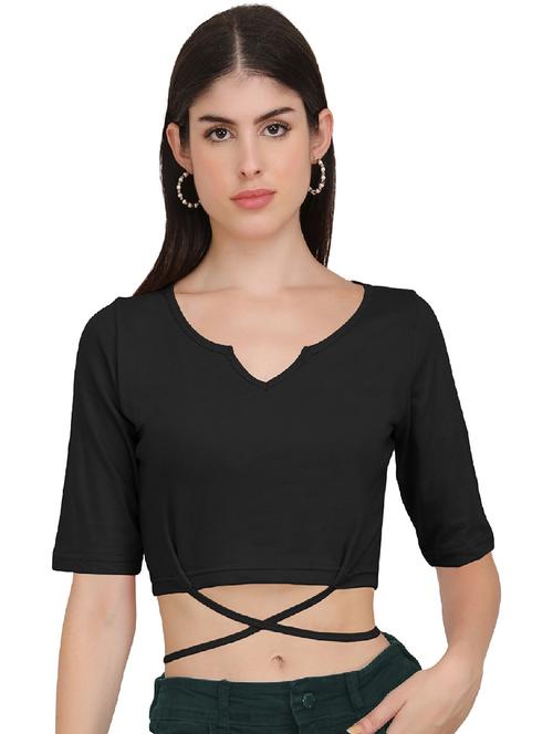 women's crop notch neck top - 19850609 - Very Small Image - 1
