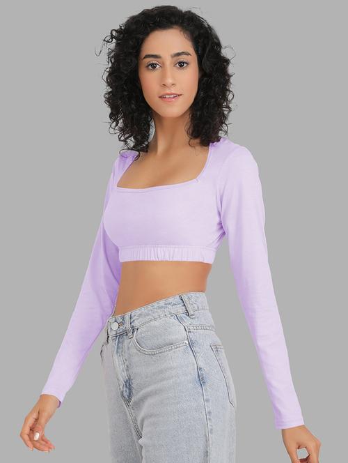 women's crop square neck top - 19850767 - Very Small Image - 1