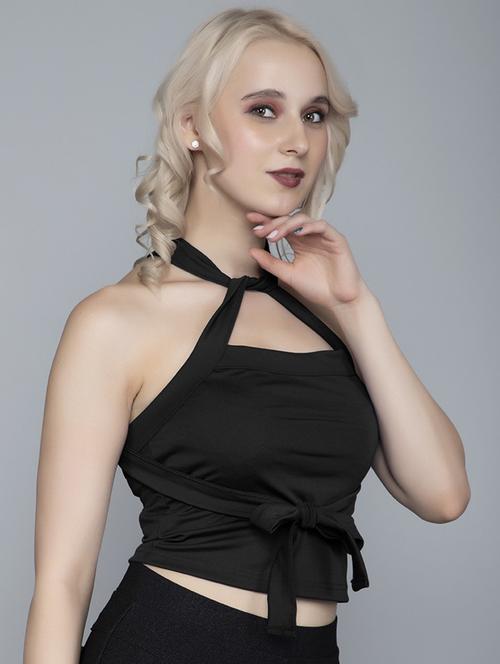 women's crop halter neck top - 19850822 - Very Small Image - 1