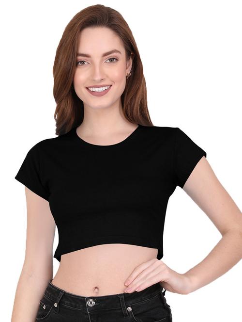 women's crop round neck top - 19851193 - Very Small Image - 1