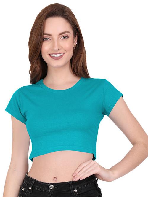 women's crop round neck top - 19851196 - Very Small Image - 1