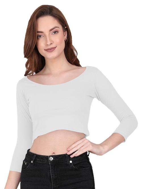women's crop boat neck top - 19851199 - Very Small Image - 1