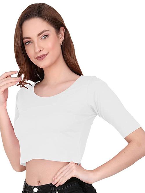 women's crop round neck top - 19851212 - Very Small Image - 1