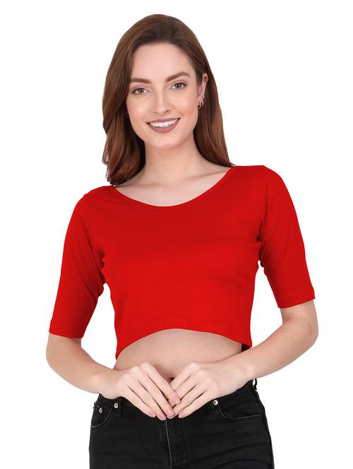 women's crop round neck top - 19851419 - Very Small Image - 1