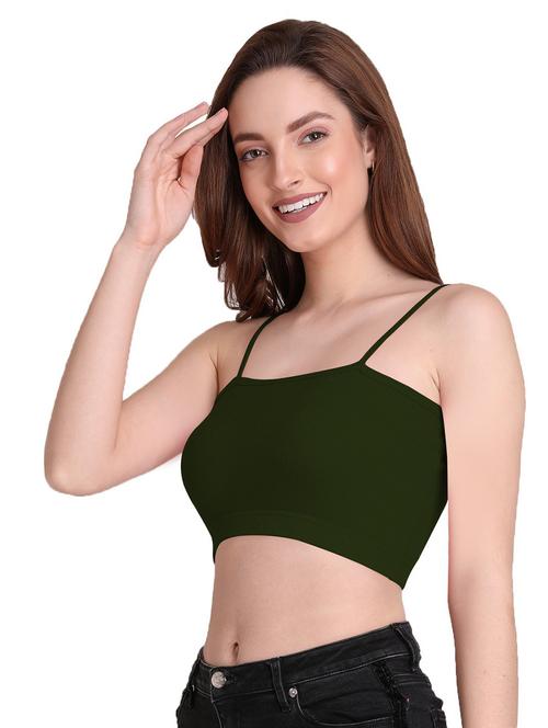 bottle green solid cami crop top - 19851447 - Very Small Image - 1