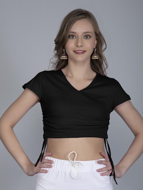 women's crop v neck top - 19852254 - Very Small Image - 1