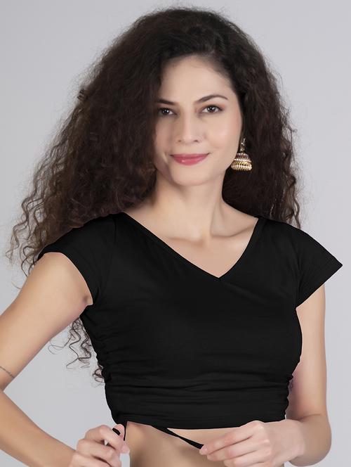 women's crop v neck top - 19852266 - Very Small Image - 1