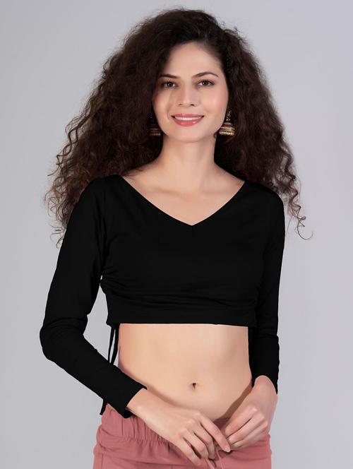 women's crop v neck top - 19852300 - Very Small Image - 1