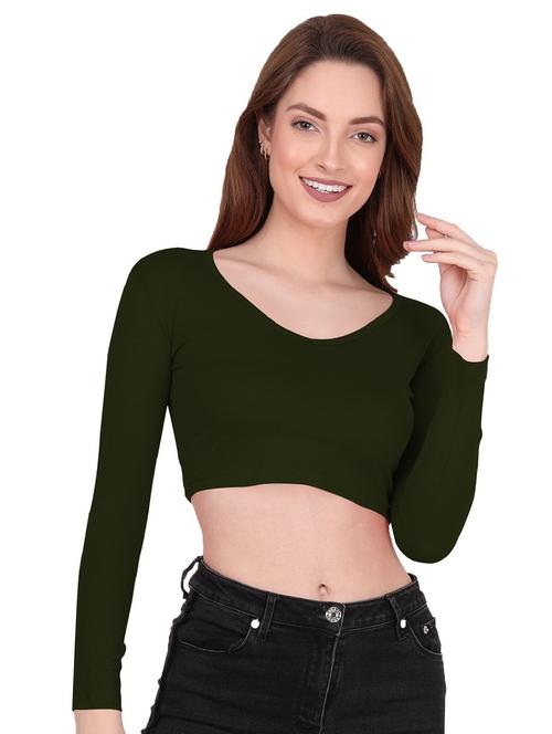 women's crop v neck top - 19852424 - Very Small Image - 1