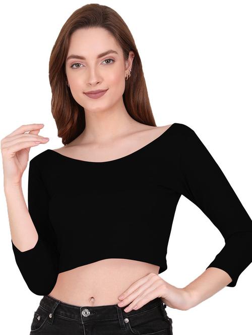 women's crop boat neck top - 19852454 - Very Small Image - 1