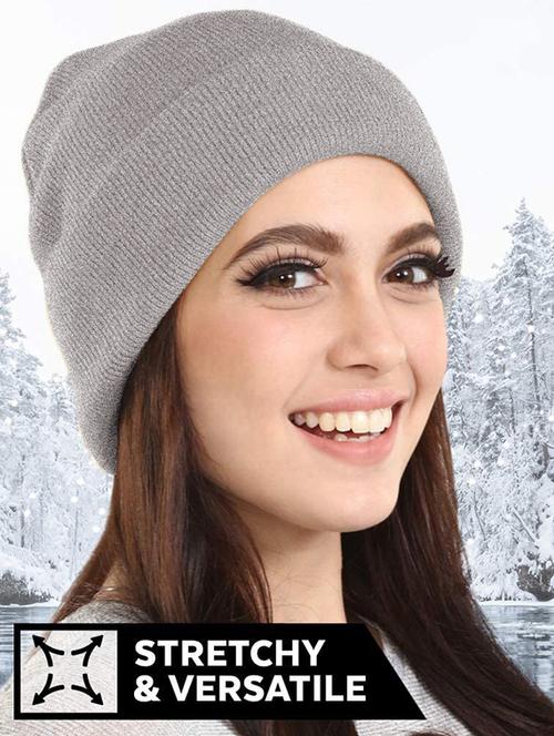 women solid beanie cap - 19852759 - Very Small Image - 1