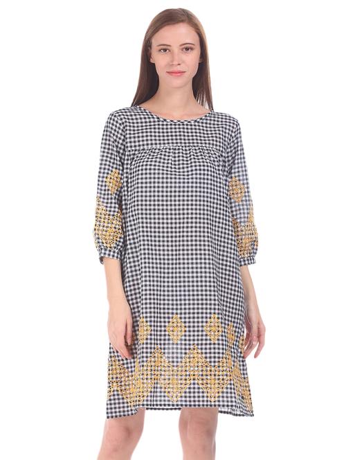 round neck printed a-line dress - 19852982 - Very Small Image - 1