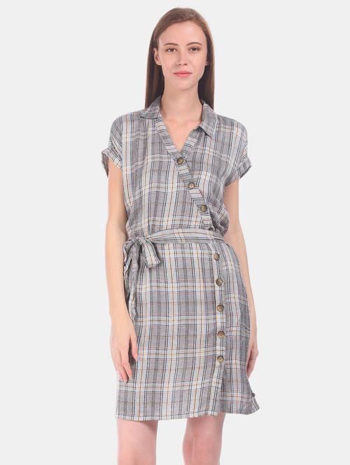 shirt collar checkered shirt dress - 19852983 - Very Small Image - 1