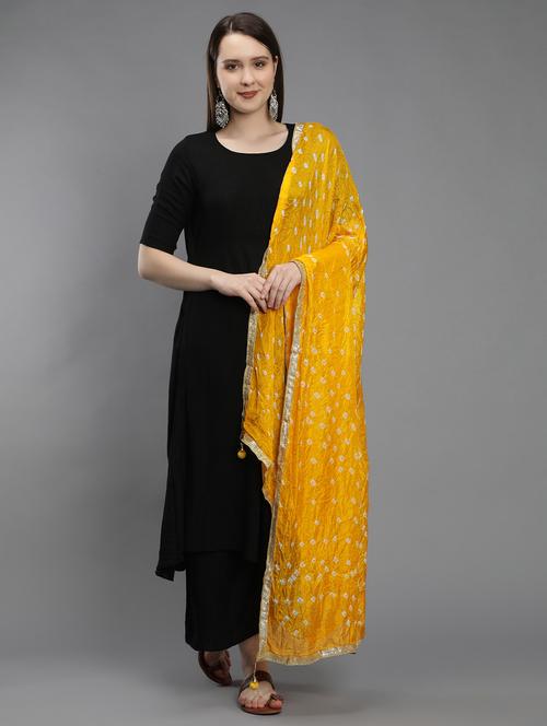 yellow silk dupatta - 19853021 - Very Small Image - 1
