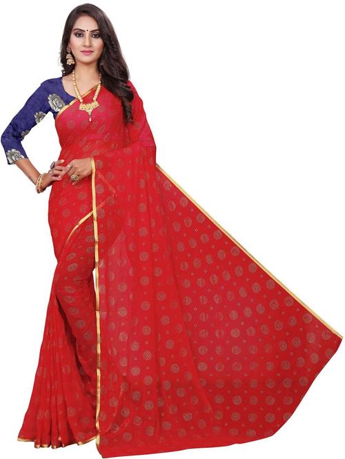 women's self design red colored saree - 19854146 - Very Small Image - 1