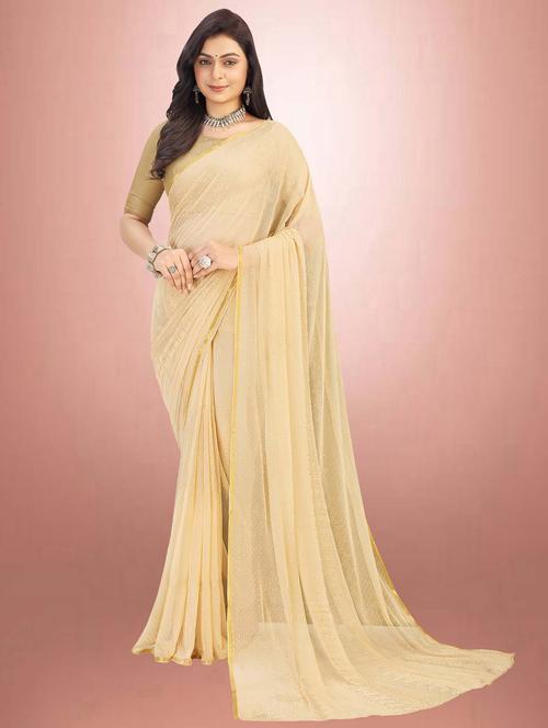 women's self design beige colored saree - 19854185 - Very Small Image - 1