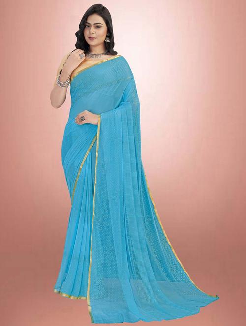 women's printed light blue colored saree - 19854220 - Very Small Image - 1