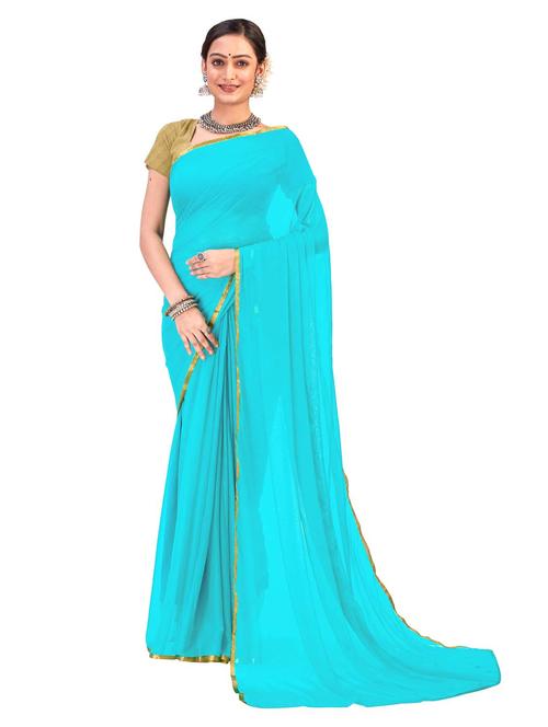 women's self design light blue colored saree with blouse - 19854224 - Very Small Image - 1